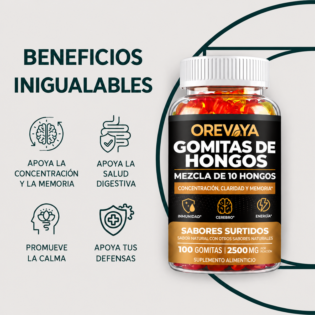 Orevaya — gomitas de hongos, beneficios e ingredientes